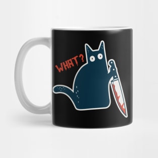 Funny Crazy Halloween Cat with Knife - What a Meow-nster! Mug